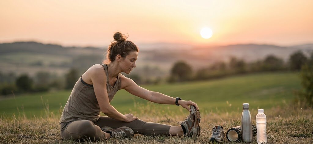 Runner recovering after workout