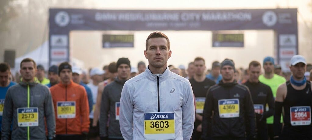 Runner ready at marathon start line